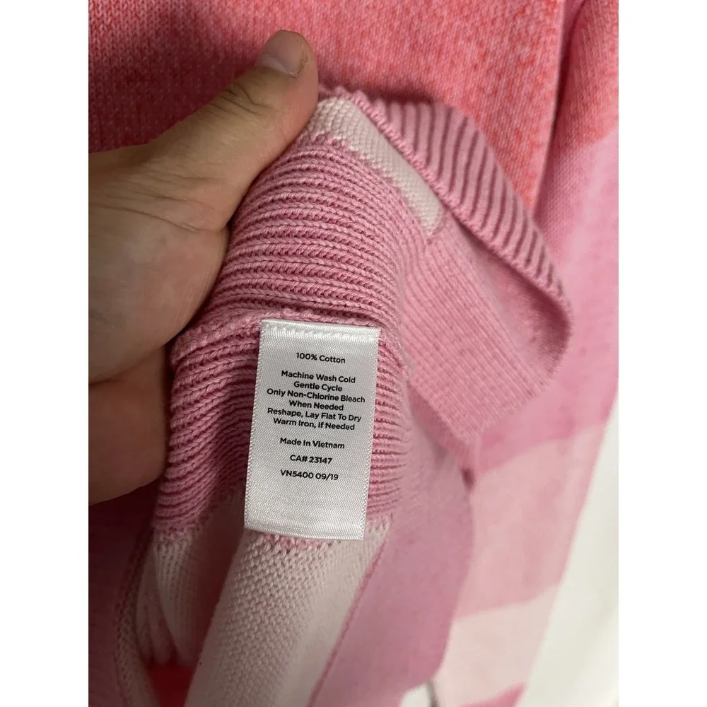 T‎ By Talbots Sweater Womens Size XS Orange Pink Ombre Stripe Cotton Pullover